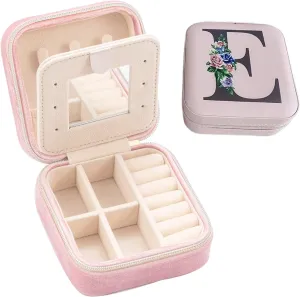 Mini Jewelry Travel Case,Small Jewelry Box, Personalized Traveling Jewelry Organizer,Portable Jewellery Storage Holder For Rings Earrings Necklace Bracelet Boxes Birthday Gifts For Girls Women(E)