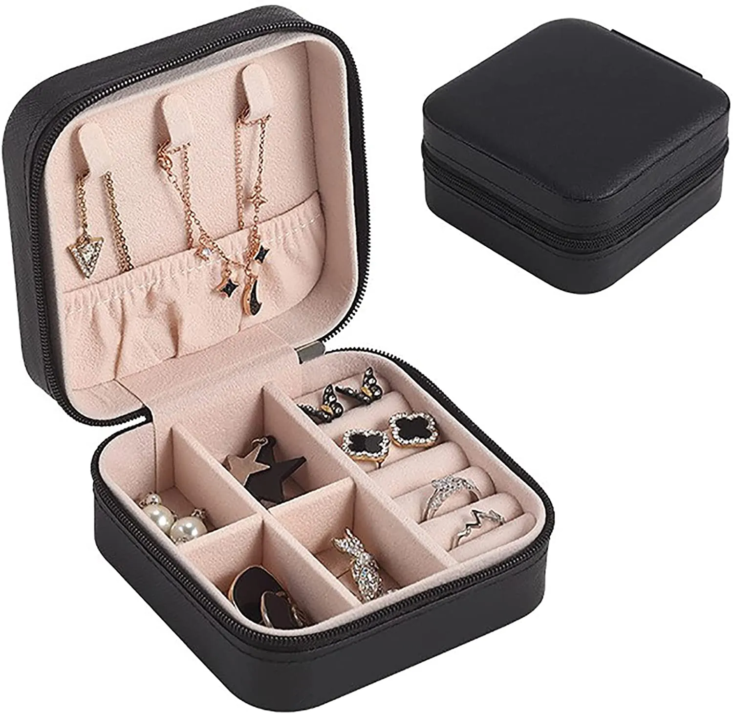 Mini Jewelry Travel Case,Small Travel Jewelry Organizer, Portable Display Storage Box For Rings Earrings Necklaces Gifts
