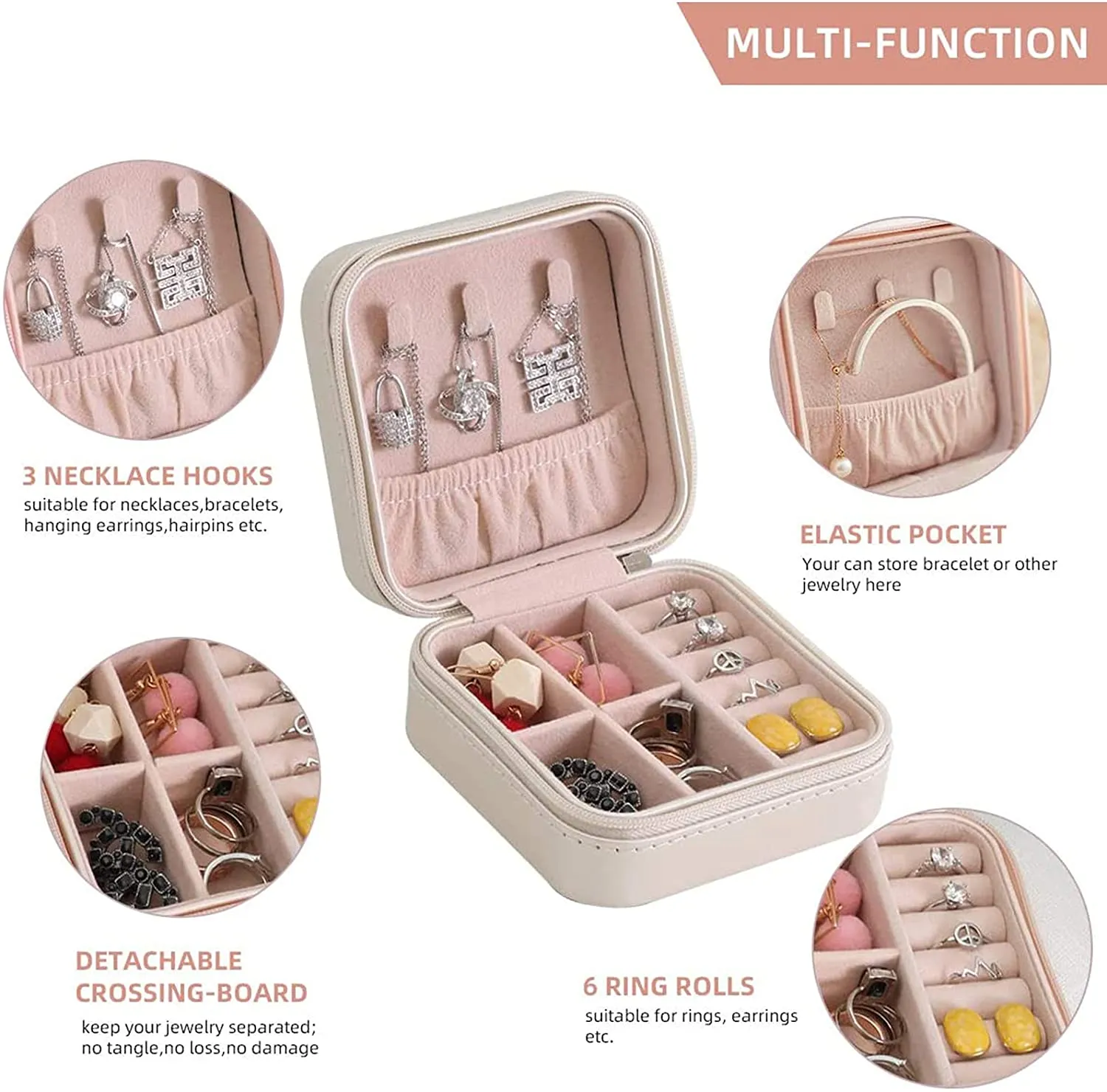 Mini Jewelry Travel Case,Small Travel Jewelry Organizer, Portable Display Storage Box For Rings Earrings Necklaces Gifts