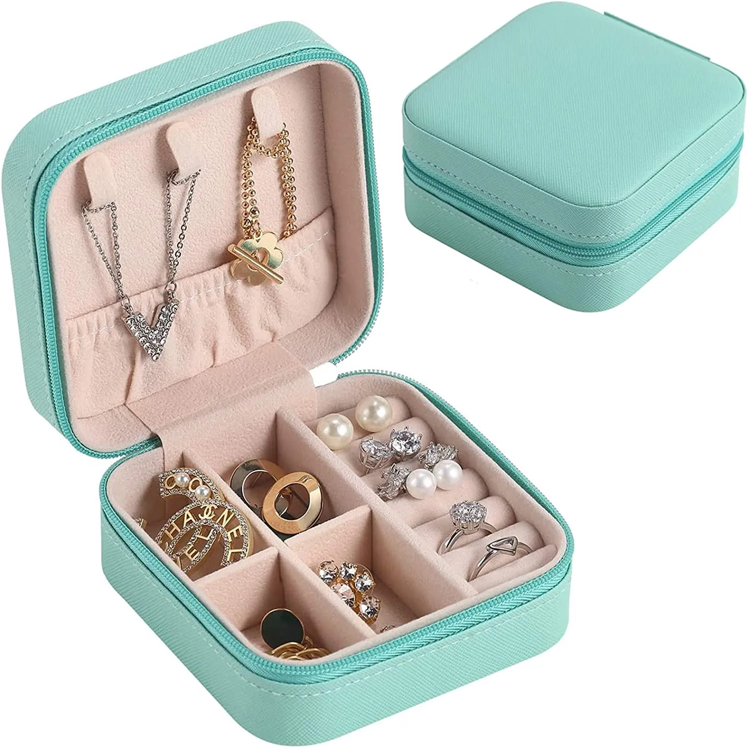 Mini Jewelry Travel Case,Small Travel Jewelry Organizer, Portable Display Storage Box For Rings Earrings Necklaces Gifts