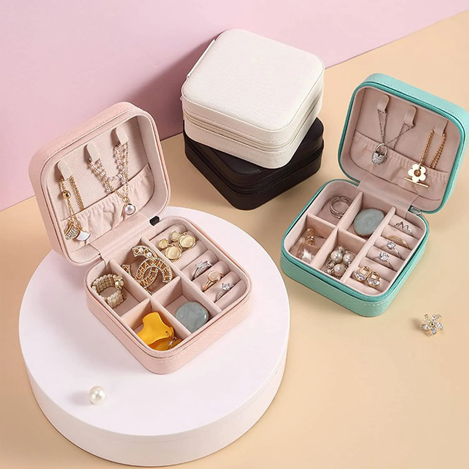 Mini Jewelry Travel Case,Small Travel Jewelry Organizer, Portable Display Storage Box For Rings Earrings Necklaces Gifts