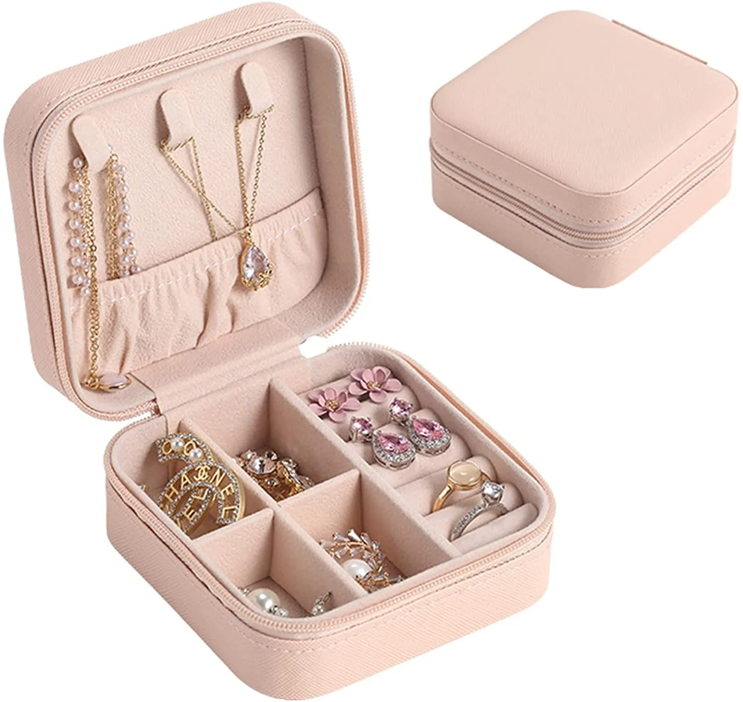 Mini Jewelry Travel Case,Small Travel Jewelry Organizer, Portable Display Storage Box For Rings Earrings Necklaces Gifts