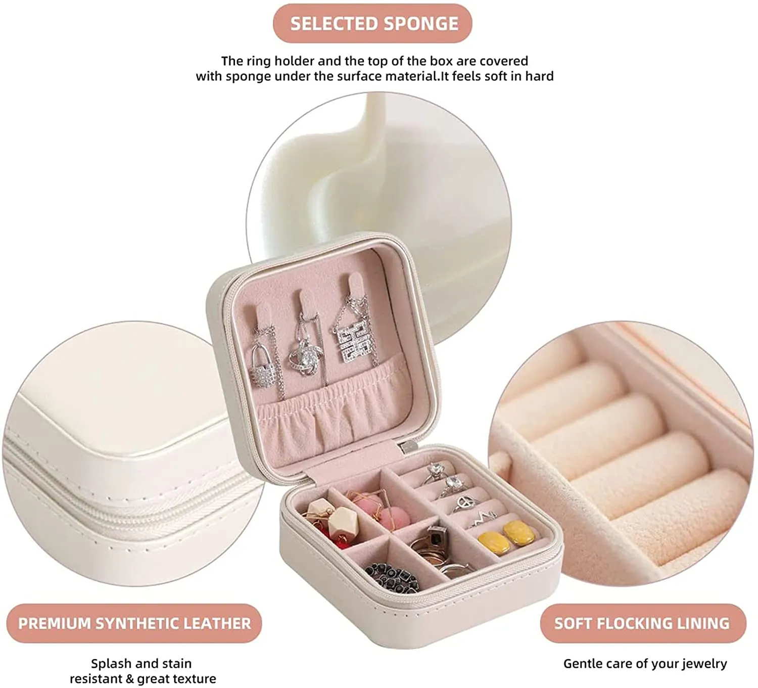 Mini Jewelry Travel Case,Small Travel Jewelry Organizer, Portable Display Storage Box For Rings Earrings Necklaces Gifts