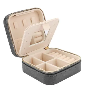 #Mini Velvet Travel Jewelry Box – 3-Layer Portable Organizer with Mirror for Rings, Earrings, and Necklaces – Soft, Lightweight, Dustproof Jewelry Storage Case for Women