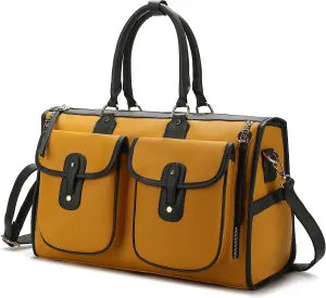 MKF Collection Color Block Duffle Bag for Women Fashion, Designer Vegan Leather Large Ladies Stylish Weekender Carry-on bag