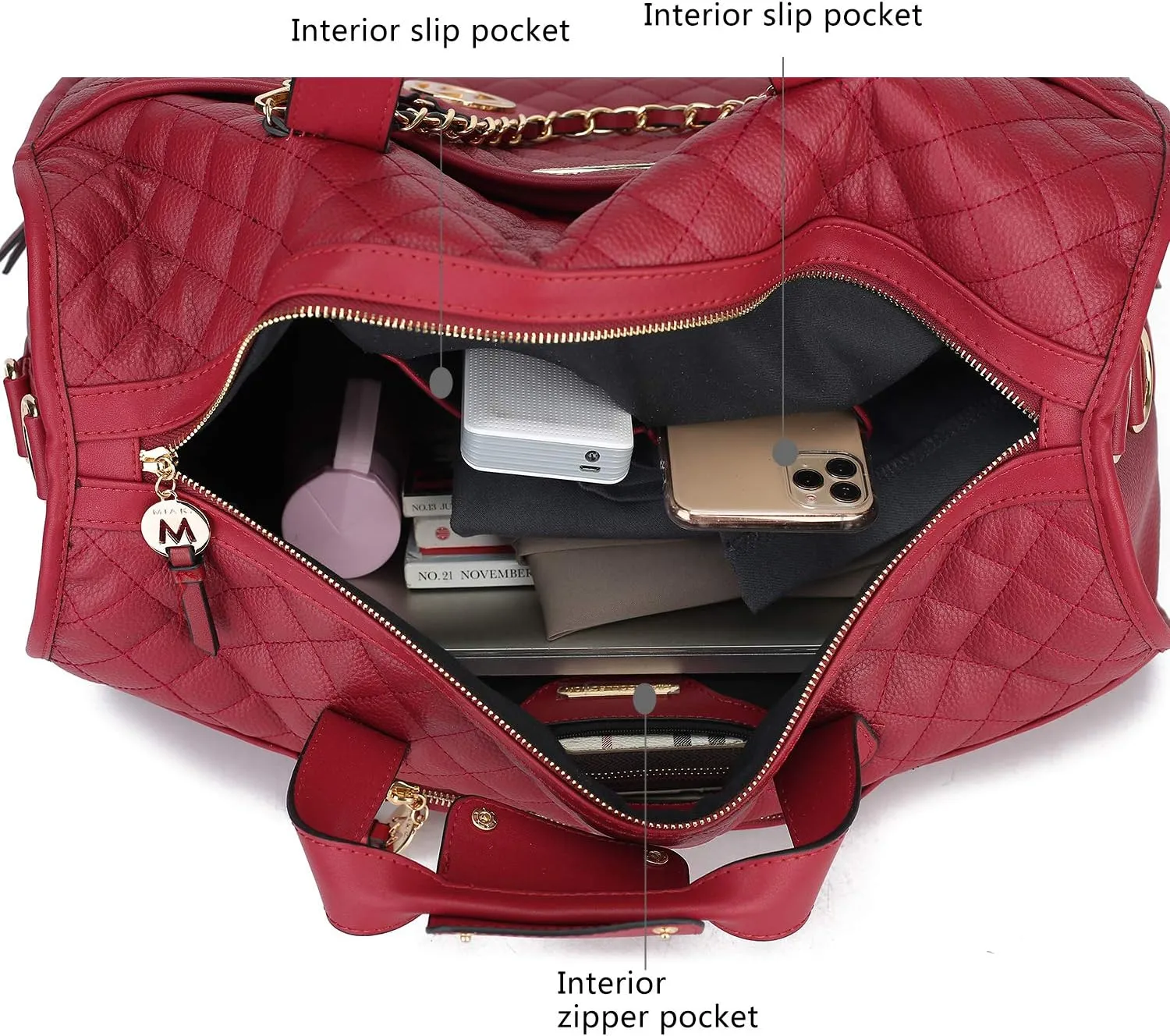 MKF Collection Duffle Bag for Women, Vegan Leather Large Cute Weekender, Carry on Luggage Travel Bag Purse By Mia K