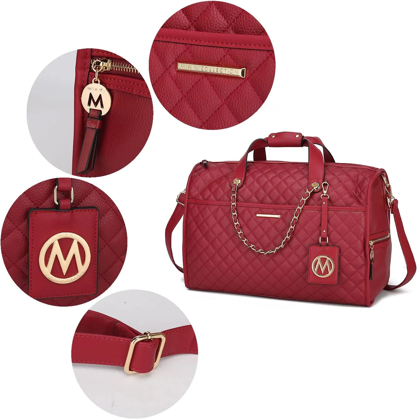 MKF Collection Duffle Bag for Women, Vegan Leather Large Cute Weekender, Carry on Luggage Travel Bag Purse By Mia K
