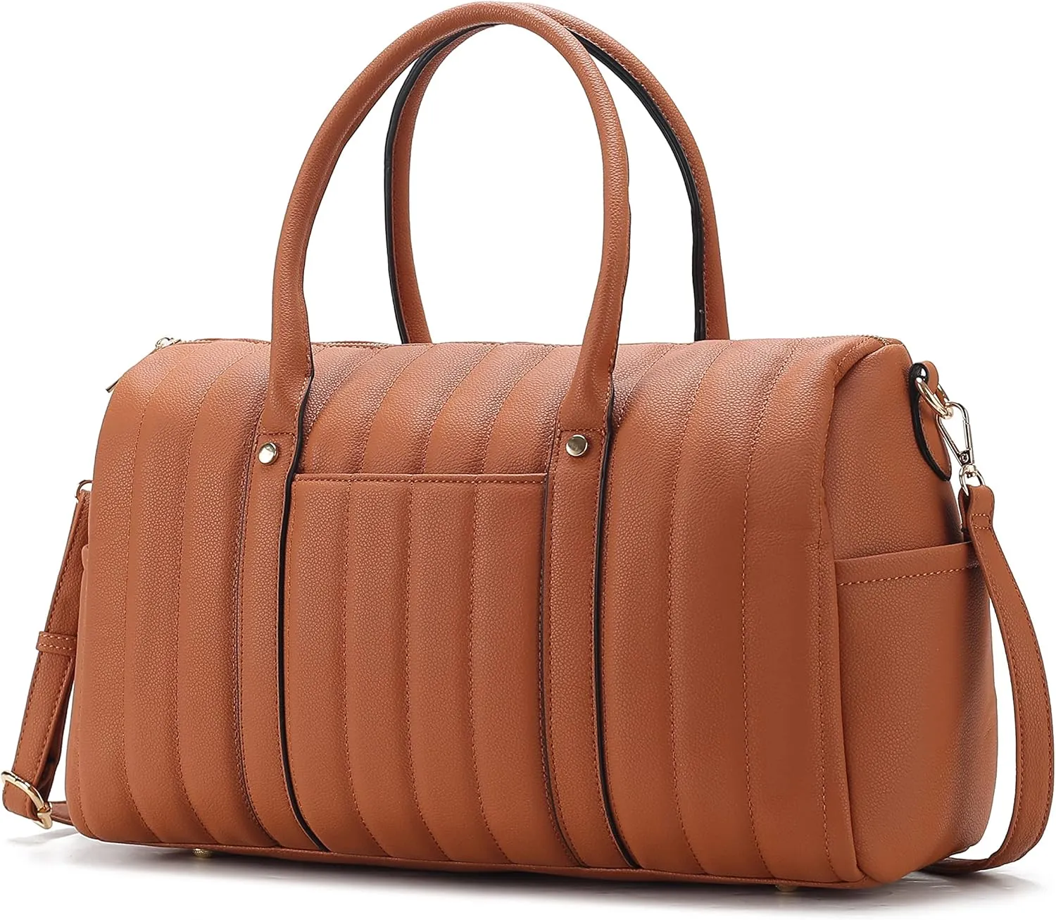 MKF Collection Travel Duffle Bag for Women, Quilted Vegan Leather Large Overnight Fashion Weekender Carry-on Handbags