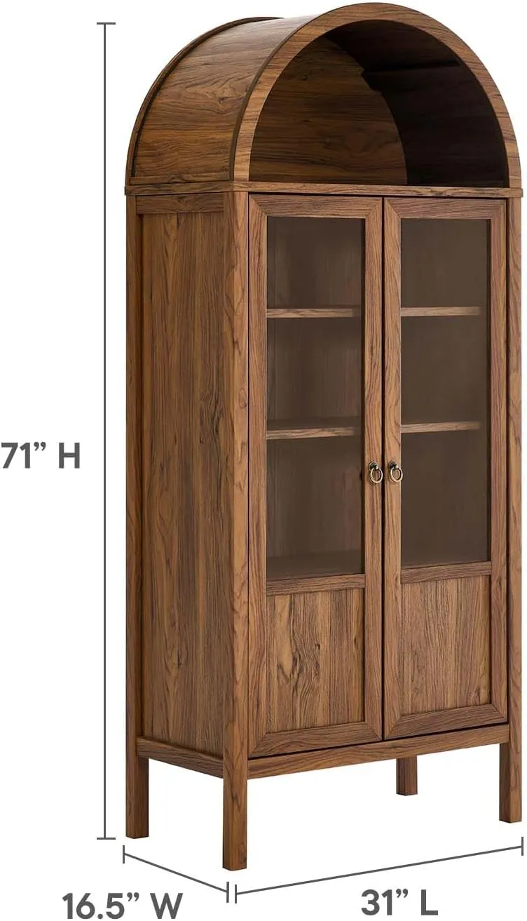 Modway EEI-6638-WAL Tessa Tall Arched Storage Display Cabinet, Walnut