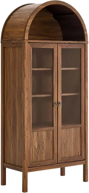 Modway EEI-6638-WAL Tessa Tall Arched Storage Display Cabinet, Walnut