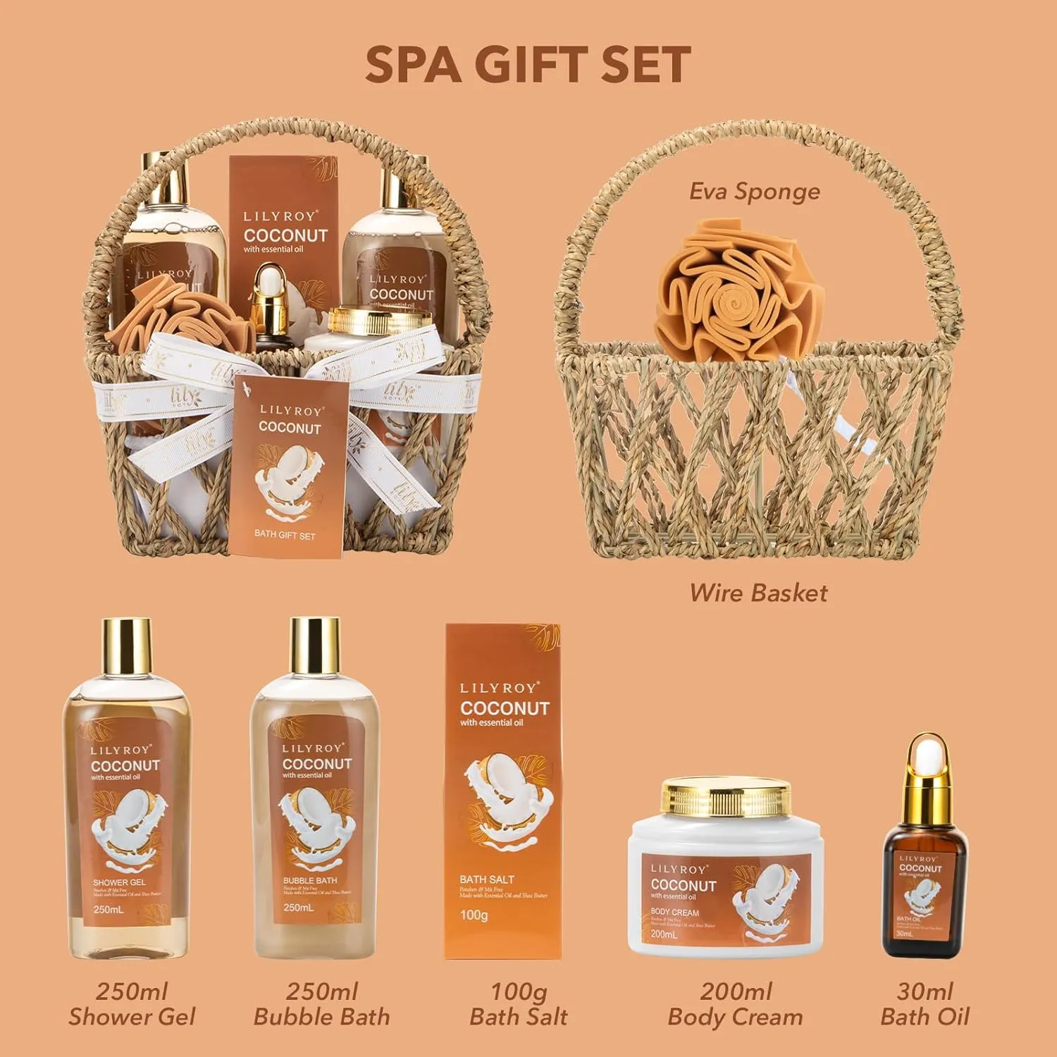 Mothers Day Gifts for Mom - 7Pcs Luxury Bath & Body Gift Basket Set for Women & Men, Perfect Gift with Bath Bomb | Christmas, Father's Day, Birthday Gifts for Her & Him, All Occasion Holiday Present