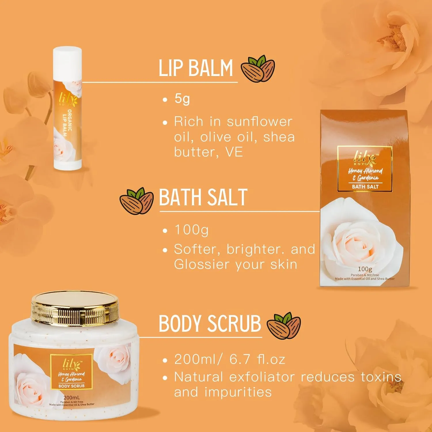 Mothers Day Gifts for Mom - Luxury 10-Piece Honey Almond Bath & Body Gift Set for Women, Spa Gift Basket, Pampering Bath Set with Bath Bomb | Christmas Birthday, Perfect Holiday Gift for All Occasion