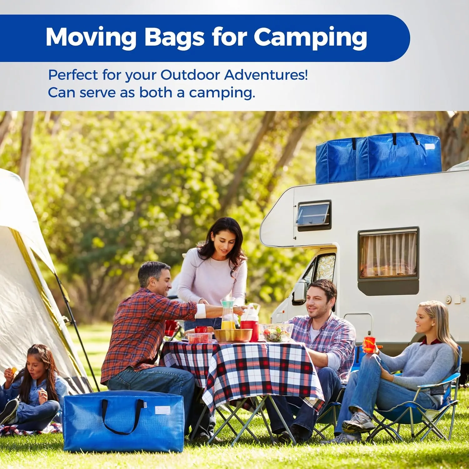 Moving Bags Heavy Duty Extra Large, Blue Moving Bags With Durable Zipper & Strong Handles, Packing Bags for College, Storage Bags for Clothes, Alternative For Moving Boxes (Blue, 6 Pack)