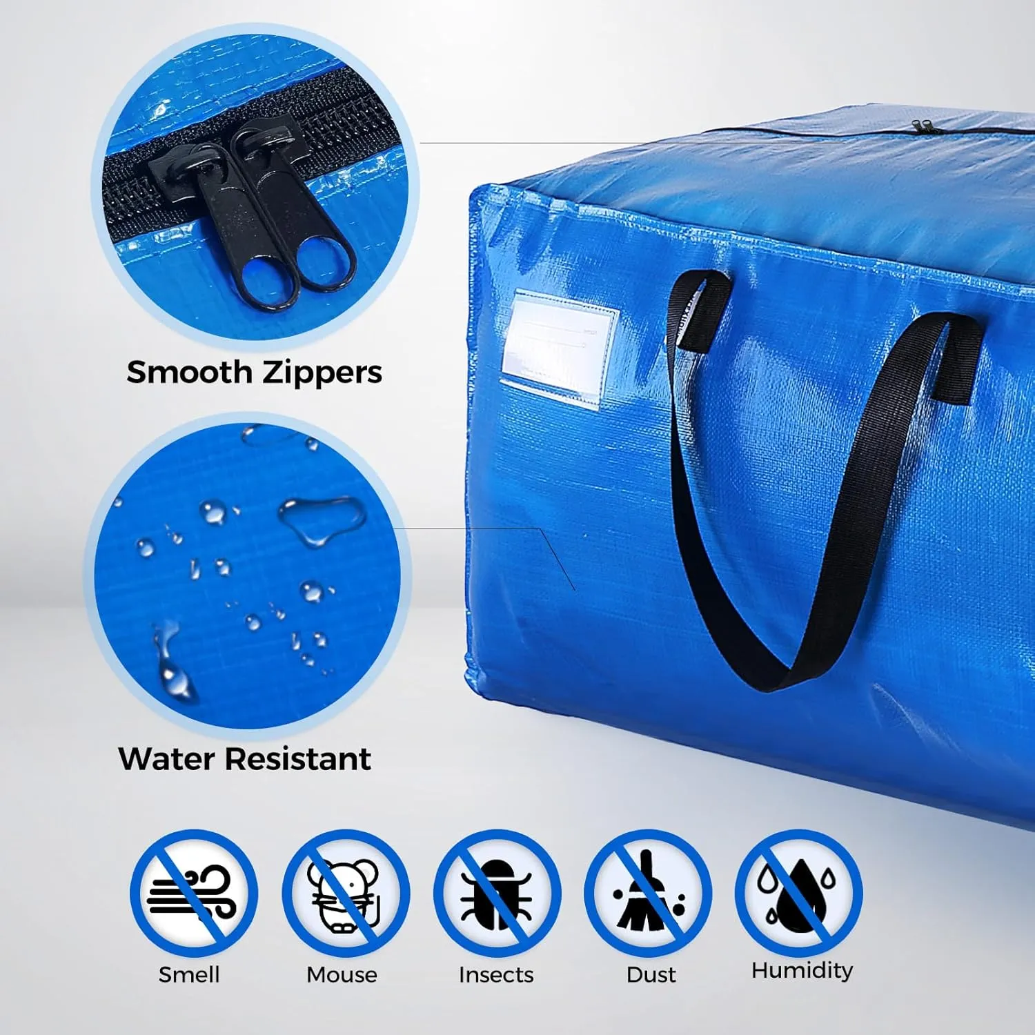 Moving Bags Heavy Duty Extra Large, Blue Moving Bags With Durable Zipper & Strong Handles, Packing Bags for College, Storage Bags for Clothes, Alternative For Moving Boxes (Blue, 6 Pack)