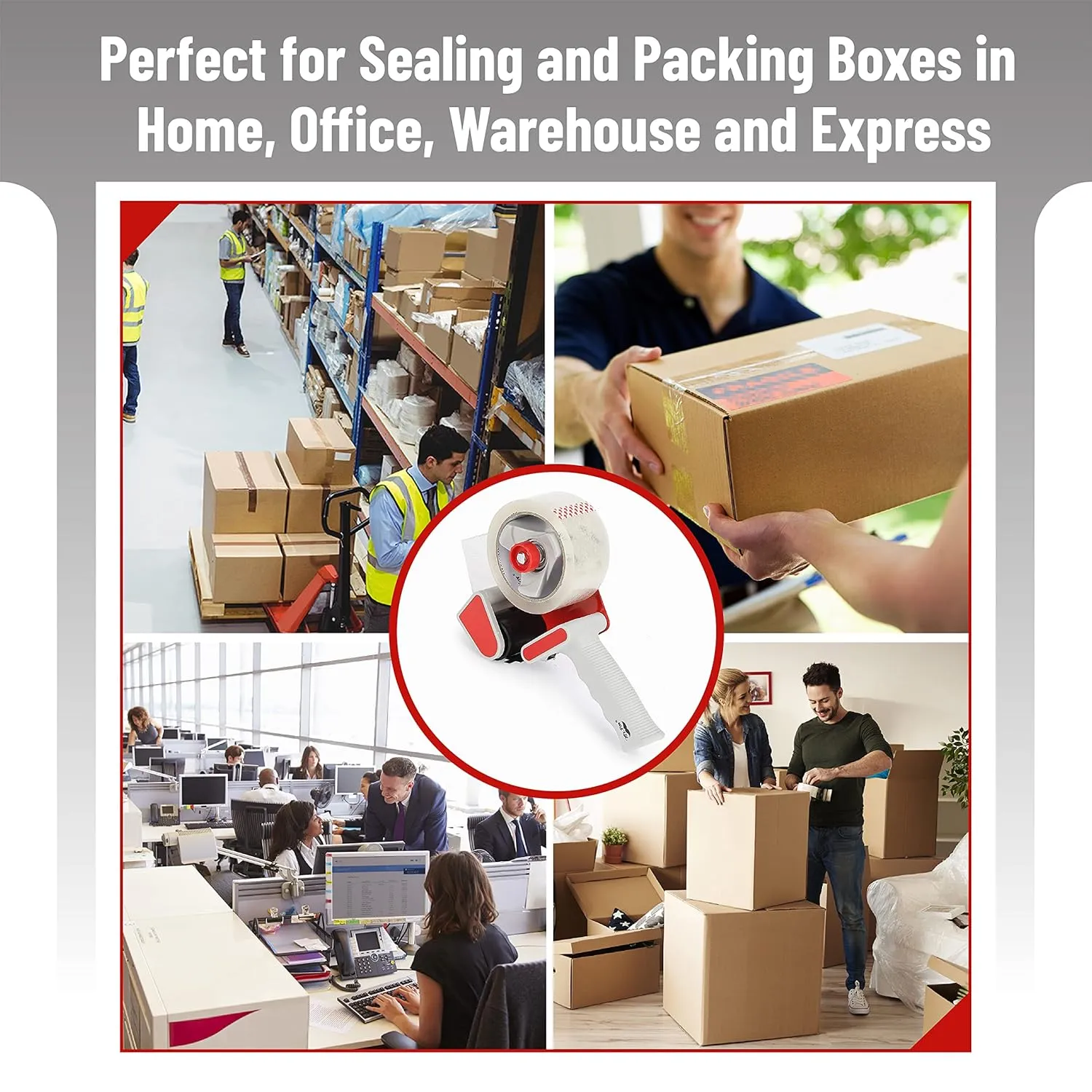 Mr. Pen Packing Tape Dispenser Gun 2-Inch, 4 Pack with 4 Rolls Clear Tape Gun for Packaging Boxes and Moving