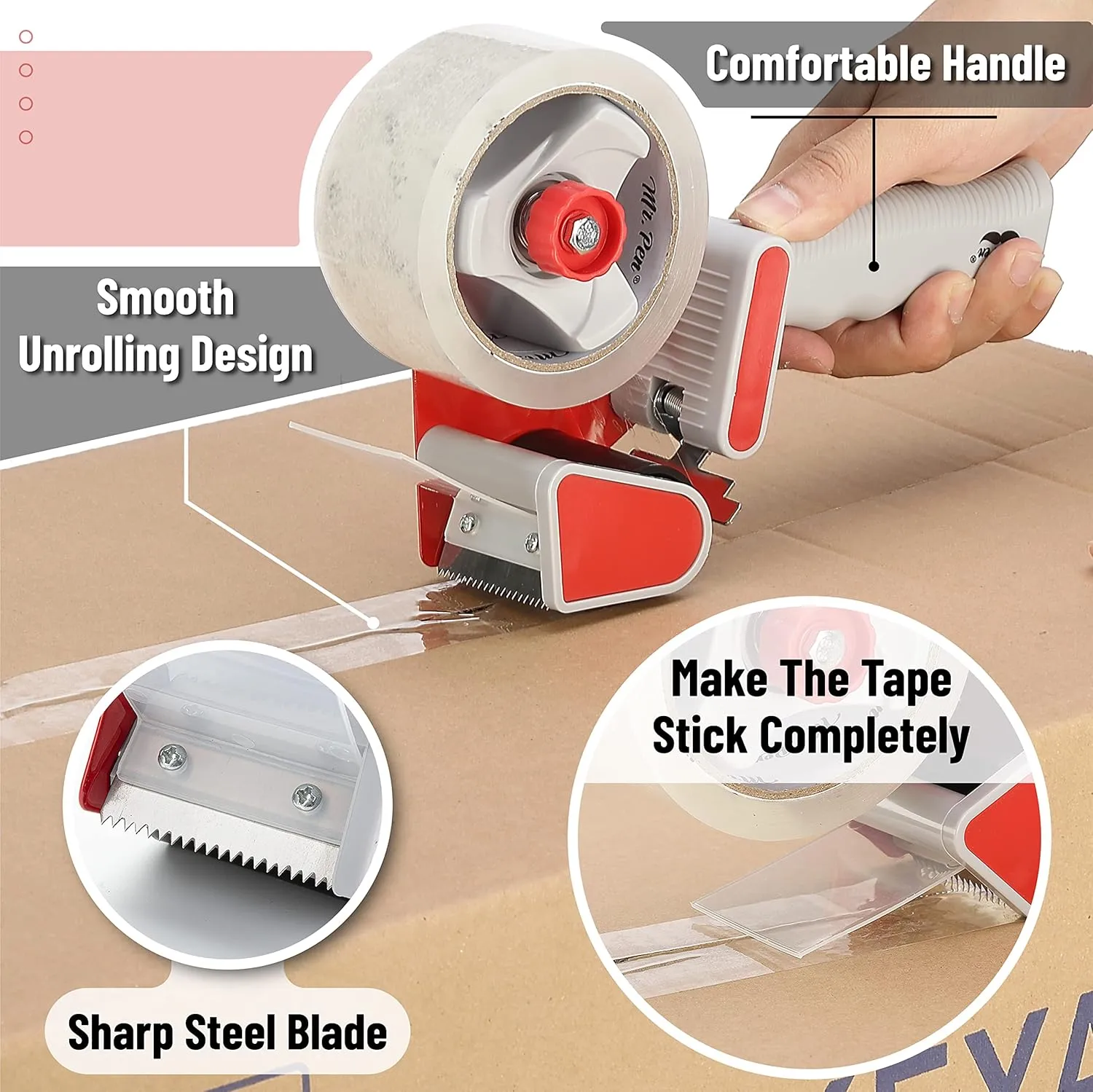 Mr. Pen Packing Tape Dispenser Gun 2-Inch, 4 Pack with 4 Rolls Clear Tape Gun for Packaging Boxes and Moving