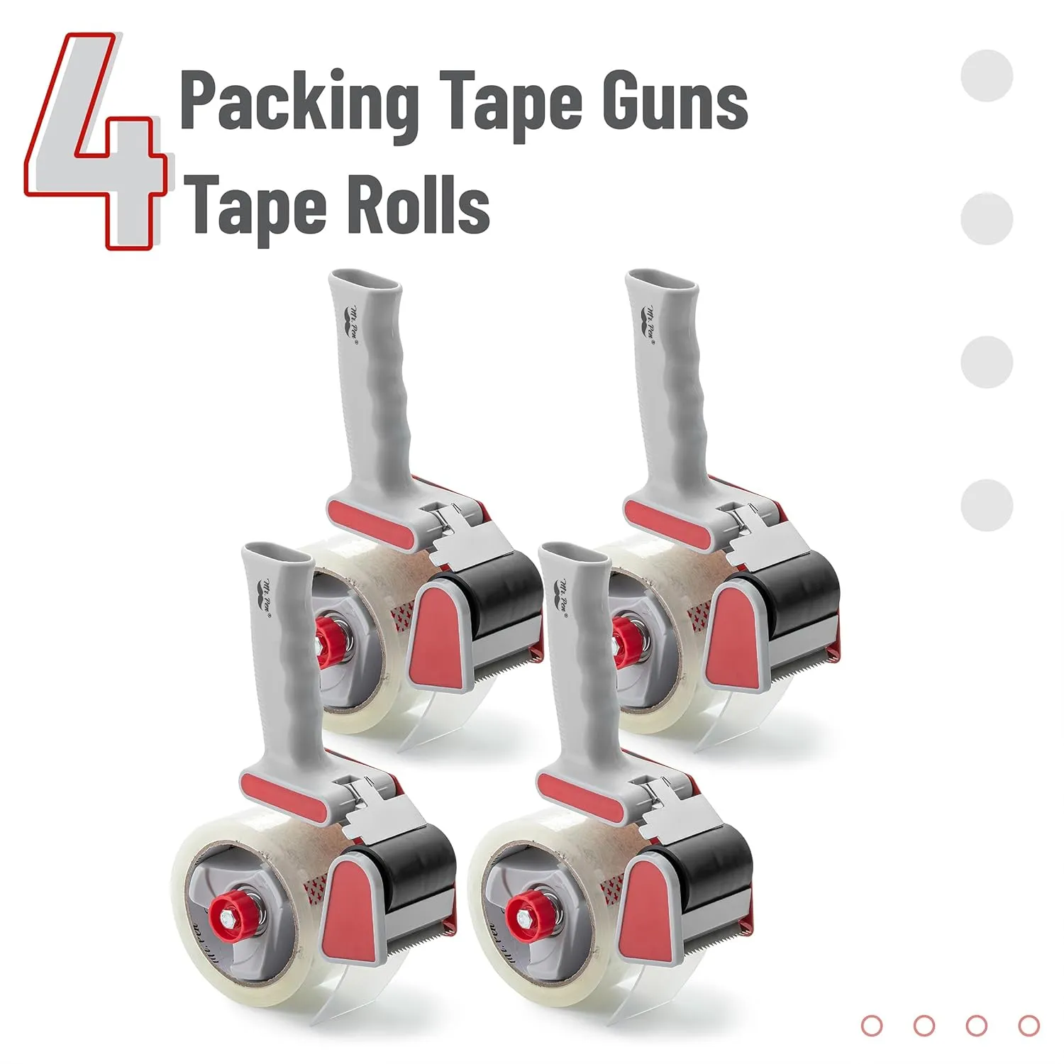 Mr. Pen Packing Tape Dispenser Gun 2-Inch, 4 Pack with 4 Rolls Clear Tape Gun for Packaging Boxes and Moving