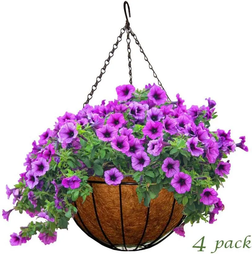 MTB SUPPLY Garden Hanging Baskets 16 Inches Traditional Style with Coco-Liner, Pack of 2 for Home Balcony Patio Decoration