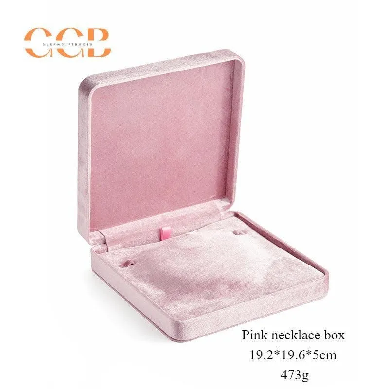 Multi color square velvet pearl necklace box