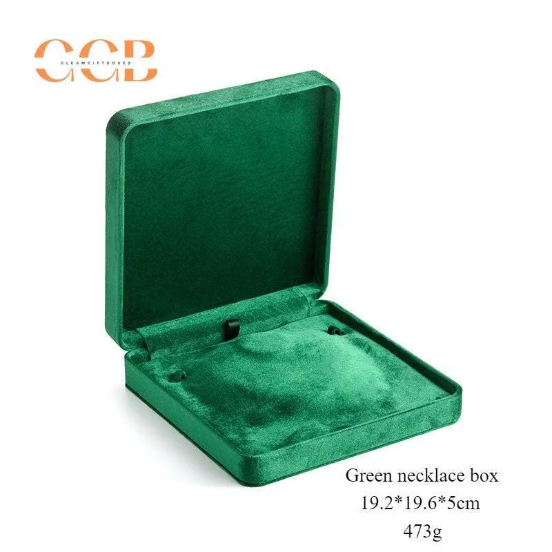 Multi color square velvet pearl necklace box