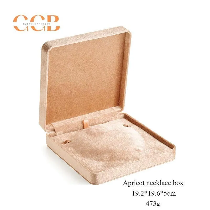 Multi color square velvet pearl necklace box