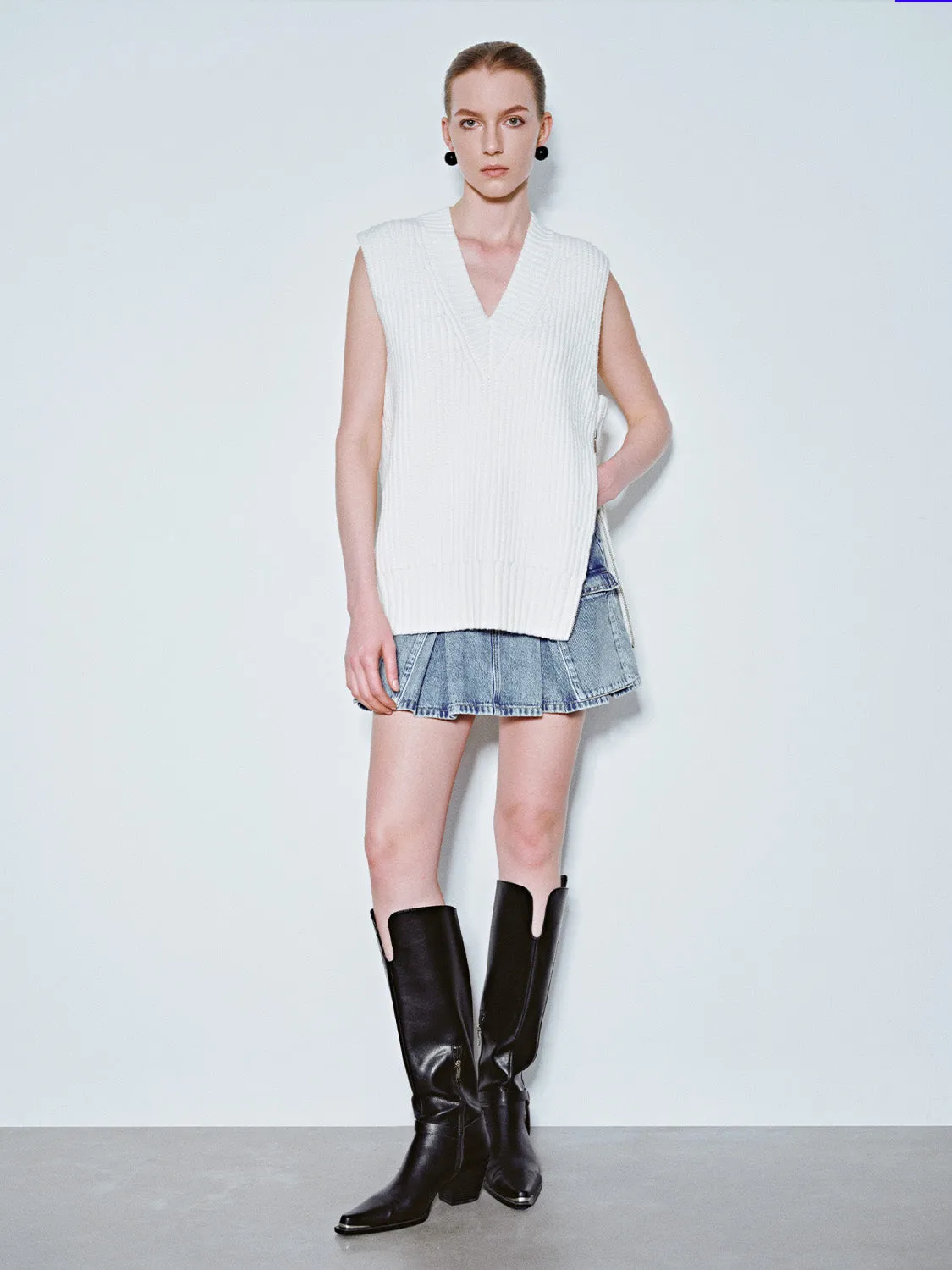 Multi Pocket Mini Denim Skirt