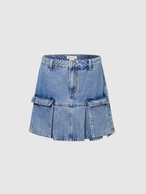Multi Pocket Mini Denim Skirt