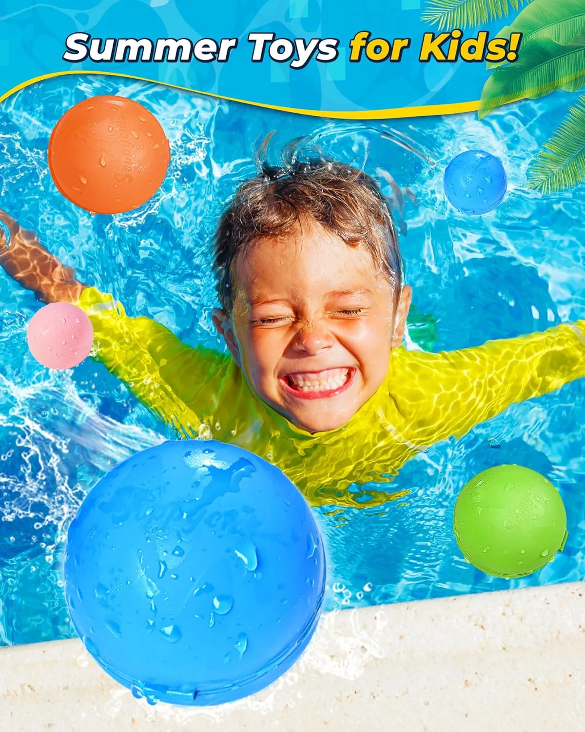 Multicolored Reusable Water Bomb Balloons,Pool Outdoors Summer Party Grasslands Toys Gifts,Automatic Water Filling Balloons for 3  Years Old Boys Girls Adults(8Pack)
