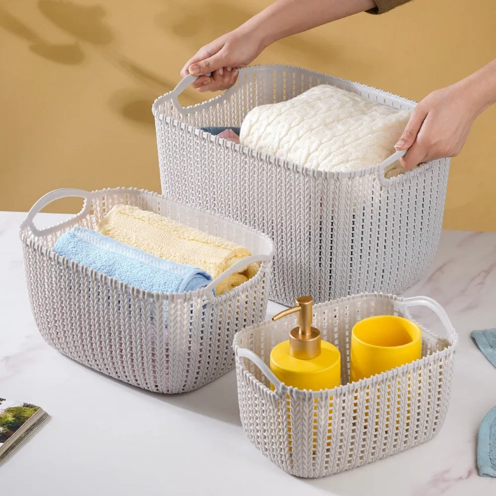 Multipurpose Storage Basket Grey Set Of 3