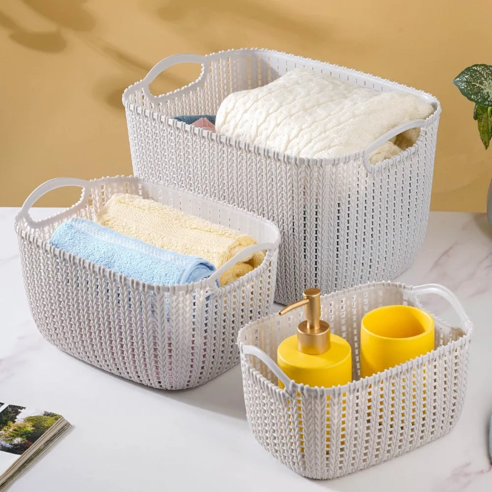 Multipurpose Storage Basket Grey Set Of 3