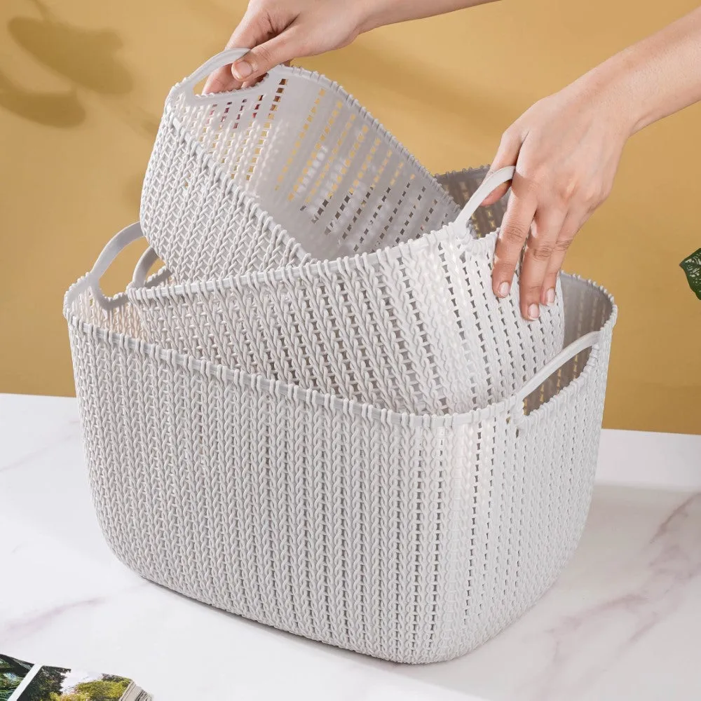 Multipurpose Storage Basket Grey Set Of 3