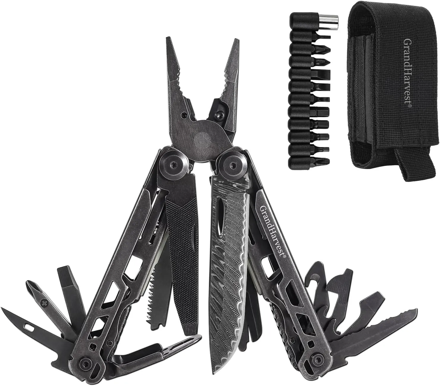 Multitool, 25-in-1 Spring Loaded Pliers Multi Tool, Each Tools with Safety Lock-Stainless Steel Multi-Tool, Propylene Sheath, Survival Gear for Camping, Hiking, EDC Tool, Pocket Knife