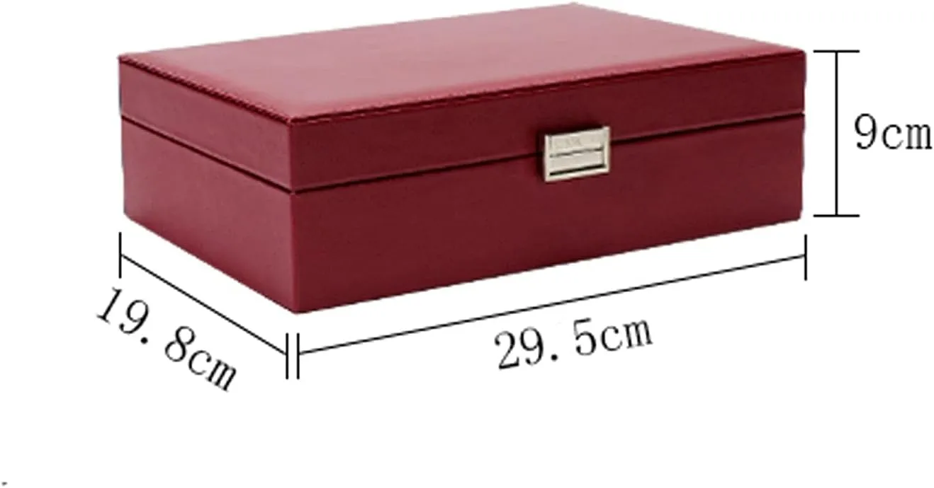 MUSUMI Jewelry Box PU Leather Jewelry Box Organizer with 2 Watch Case Removable Tray Jewelry Display Storage Case - Velvet Lining Earring Ring Bracelet Case Jewelry Box Organizer (E)