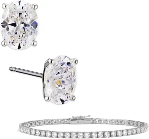 NADRI Oval Earrings Studs and Tennis Bracelet for women, Bridesmaid Gifts for Wedding Day, for women For Any Occasion