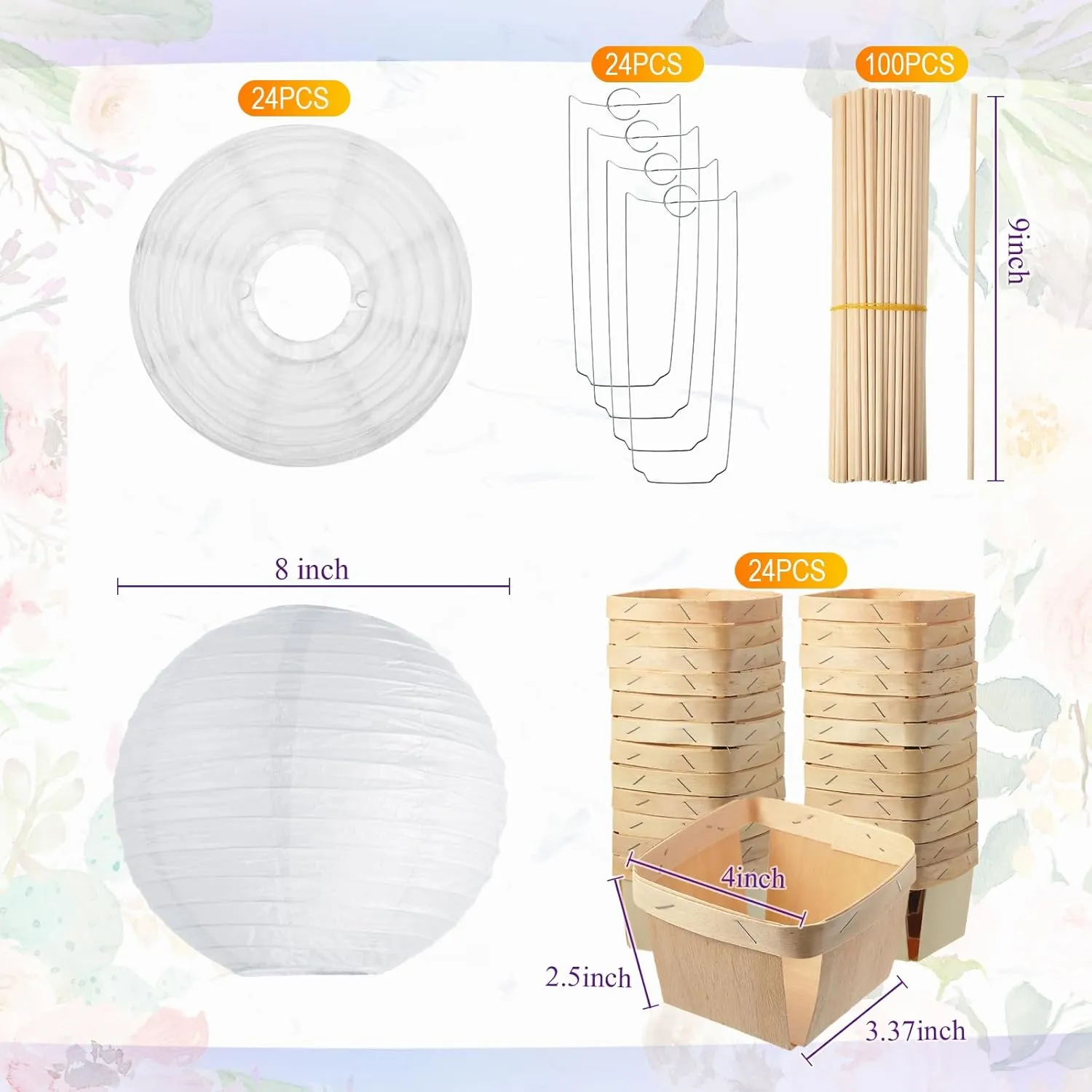 Namalu 24 Set Hot Air Balloon Baby Shower Centerpieces Paper Lanterns Wooden Candy Boxes with Sticks DIY Craft for Graduation Birthday Wedding Party Table Decoration(White)