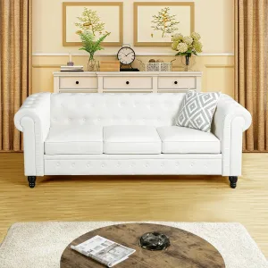 Naomi Home Chesterfield Sofa Set Accent Chair Only Living Room Chair Juegos Leather Couch Sofa for Bedroom Modern Chesterfield Tufted Leather Sofas for Living Room White Sofa