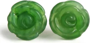Natural green jade stud 925 sterling silver earrings for Women Owl real hetian jade critters 925 sterling silver earrings 18K gold plated Birthday Jewelry