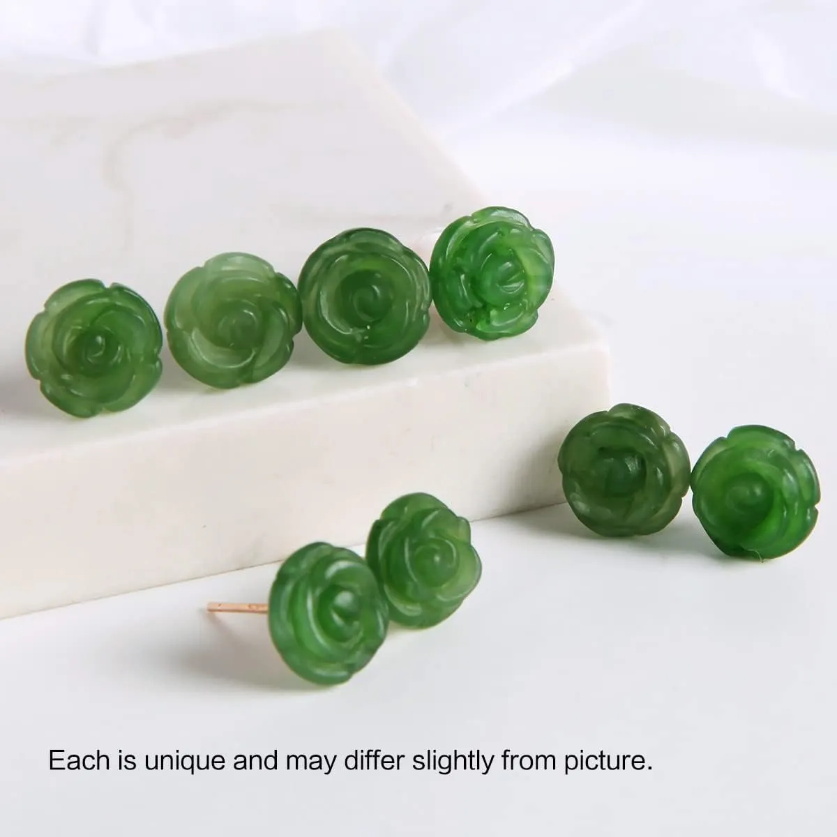 Natural green jade stud 925 sterling silver earrings for Women Owl real hetian jade critters 925 sterling silver earrings 18K gold plated Birthday Jewelry