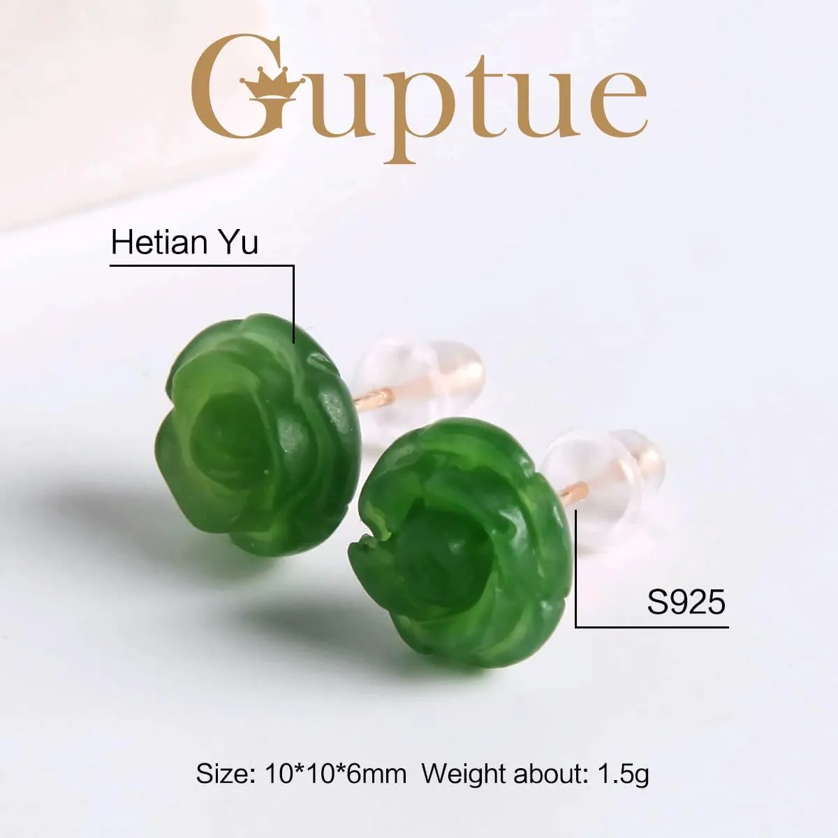 Natural green jade stud 925 sterling silver earrings for Women Owl real hetian jade critters 925 sterling silver earrings 18K gold plated Birthday Jewelry