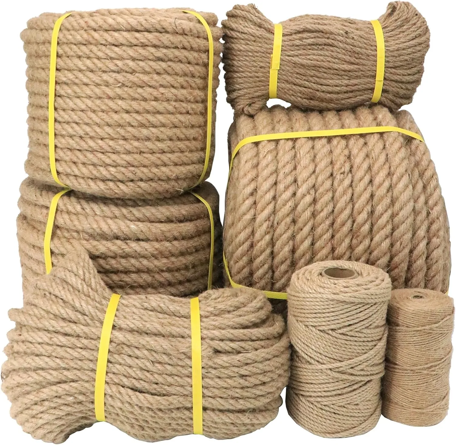 Natural Jute Rope for Crafts,Decorating,Gardening, Bundling,Camping,Cat Scratching Post,Thick Hemp Rope 1/4 inch 1/2 inch 5/8 inch 3/4 inch 1 inch 1-1/4 inch 1-1/2 inch (3/4in×98ft)