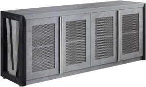 NBF District Office Storage Credenza - Modern Sideboard with 2 Adjustable Shelves - Credenza Storage Cabinet with 4 Doors and Laminate Top - (72" W x 20" D x 29.5" H, Black & Gray)
