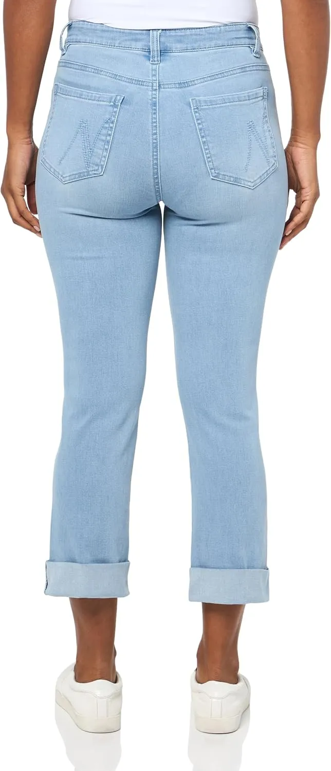 NIC ZOE Women's 24" Mid Rise Straight Roll Cuff Jeans