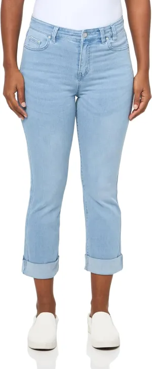 NIC ZOE Women's 24" Mid Rise Straight Roll Cuff Jeans