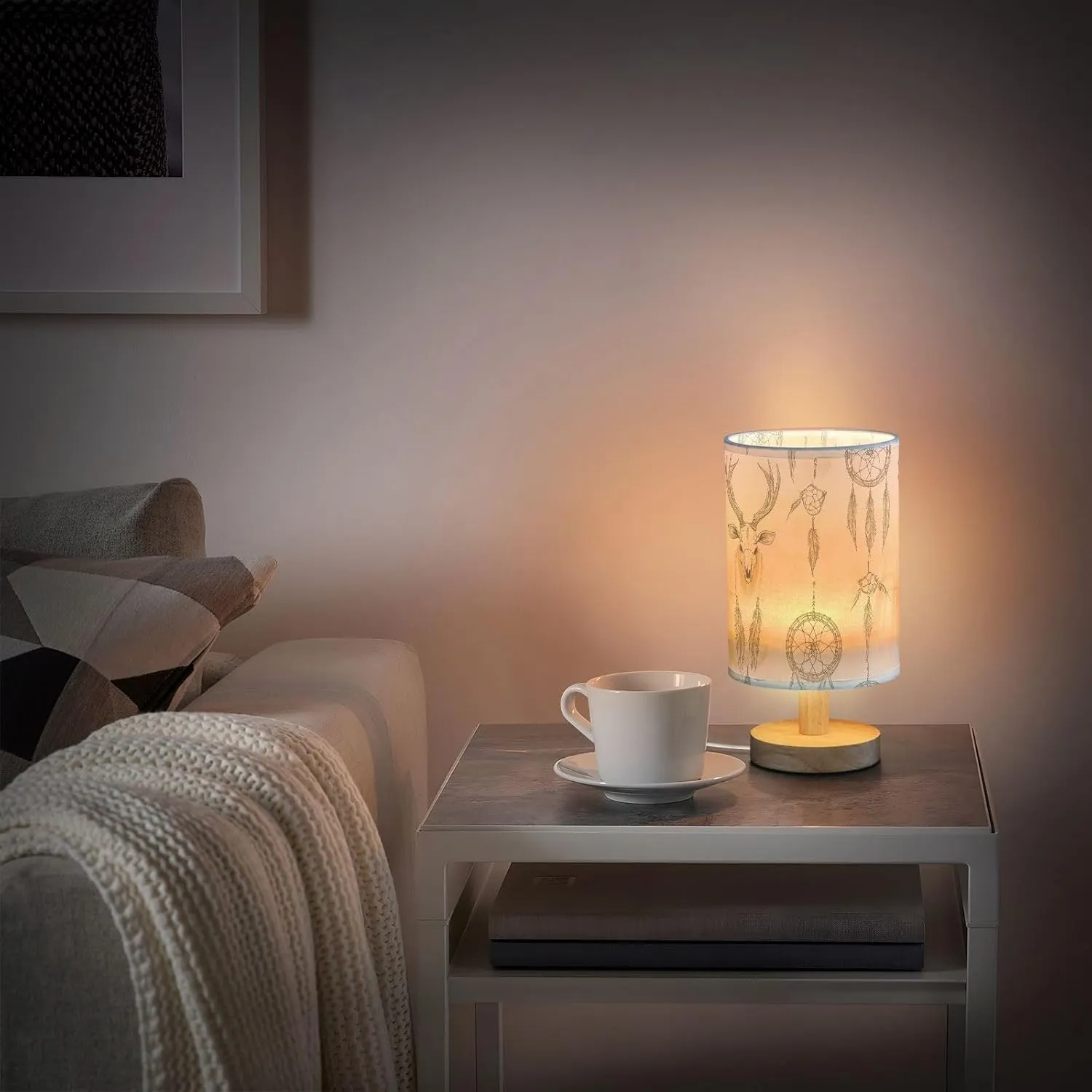 Nightstand Lamp Night Stand Light Creative Western Dream Catchers Deer Skulls Table Lamp for Kids Kids Room