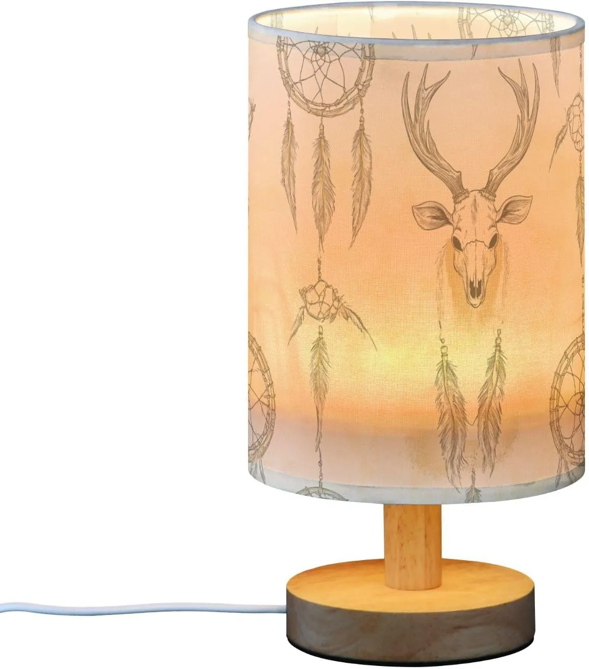 Nightstand Lamp Night Stand Light Creative Western Dream Catchers Deer Skulls Table Lamp for Kids Kids Room
