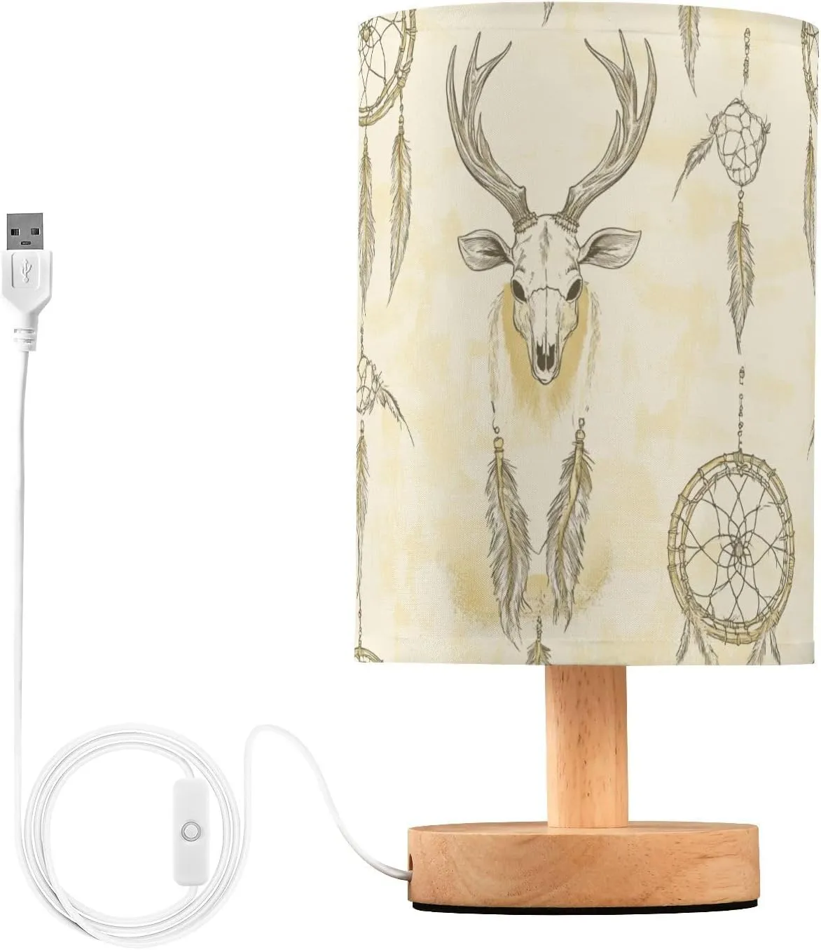 Nightstand Lamp Night Stand Light Creative Western Dream Catchers Deer Skulls Table Lamp for Kids Kids Room
