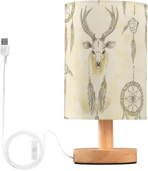 Nightstand Lamp Night Stand Light Creative Western Dream Catchers Deer Skulls Table Lamp for Kids Kids Room