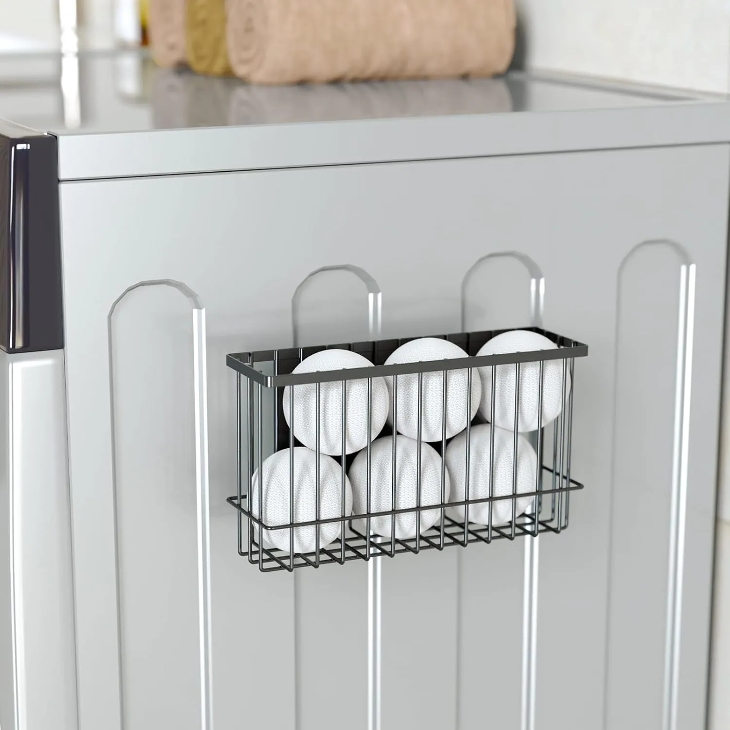 NiHome Magnetic Metal Basket Organizers 2PCS Medium & Small, Versatile Storage for Kitchen & Office Holds Up to 14 lbs, Easy Attach to Refrigerator or Any Magnetic Surface, Space-Saving Design (Black)