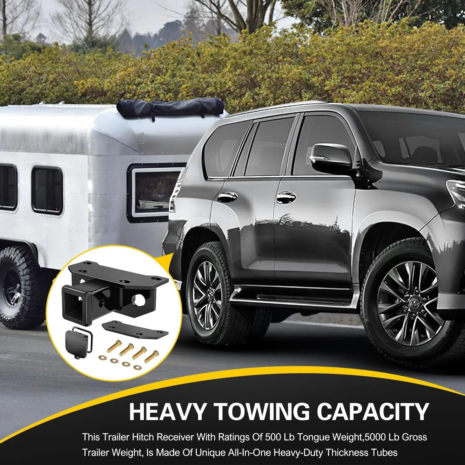 Nilight 2 Inch Rear Trailer Hitch Receiver Kit for 2010 2011 2012 2013 2014 2015 2016 2017 2018 2019 2020 2021 2022 2023 2024 Lexus GX460 with Rubber Stopper and Adjustment Plate