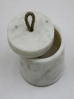 Nimmit Round Marble Container With Lid - White